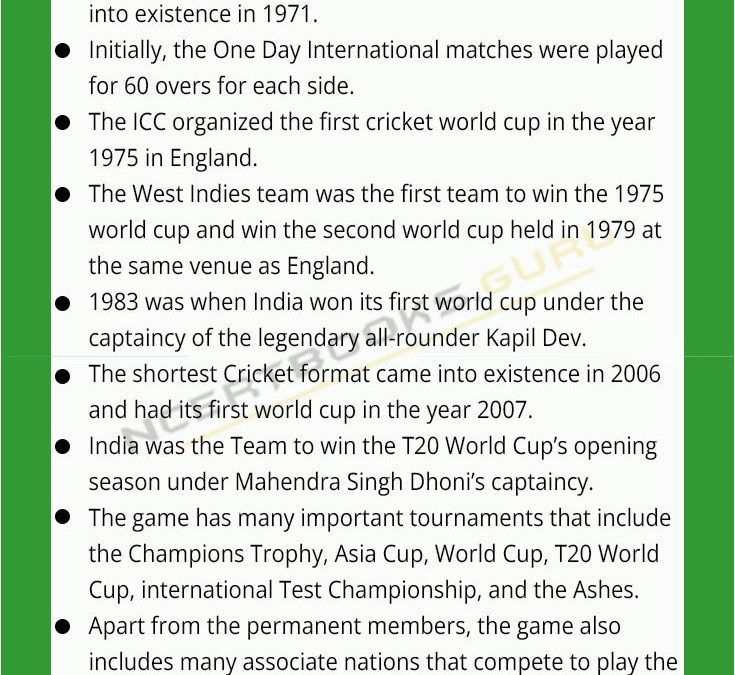 About Cricket In English