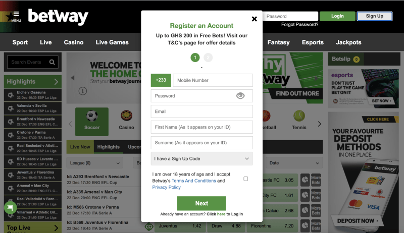 Betway Signup