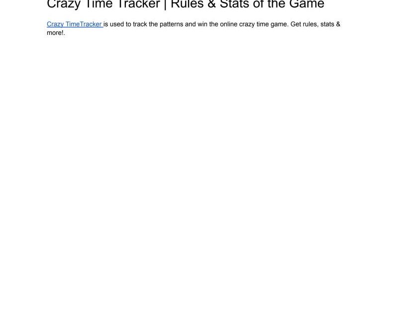Crazy Time Tracker