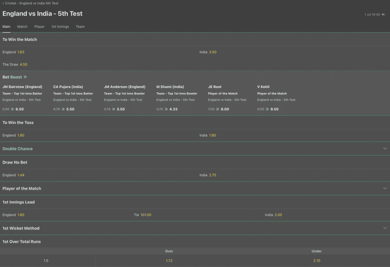 Cricket Betting Bonus