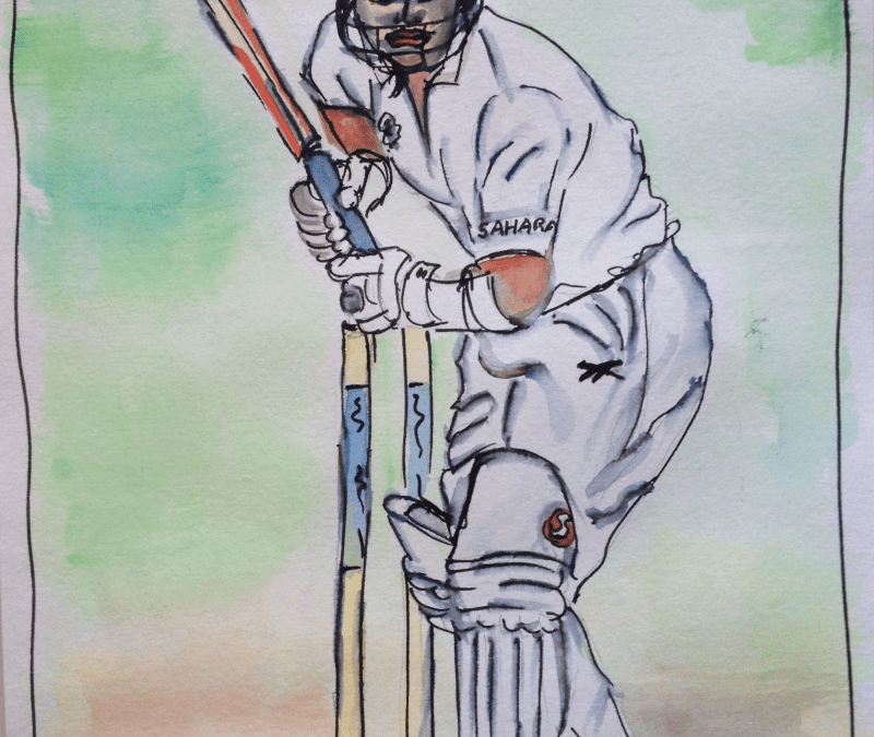 Cricket Drawing With Colour