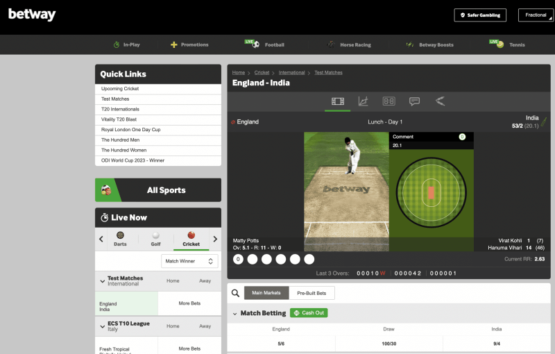Live Cricket Match Odds