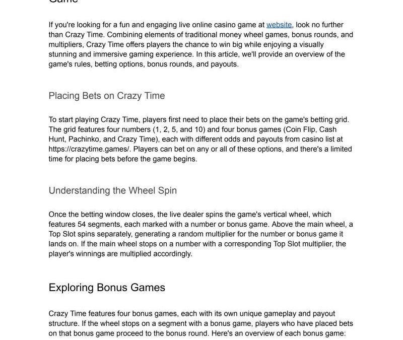 Online Casino Crazy Time