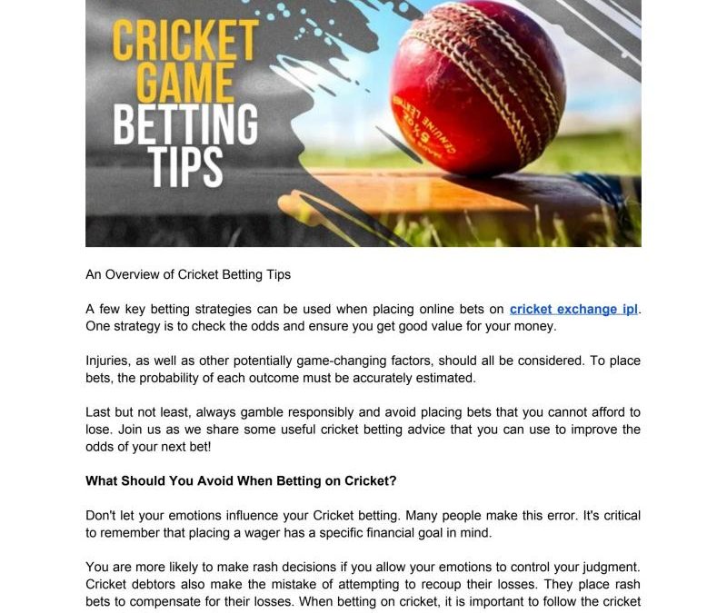 Online Cricket Match Betting Rates