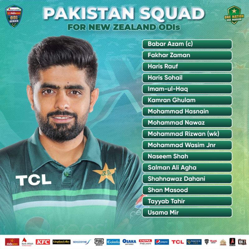 Pakistan Cricket Team Players Name List 2022