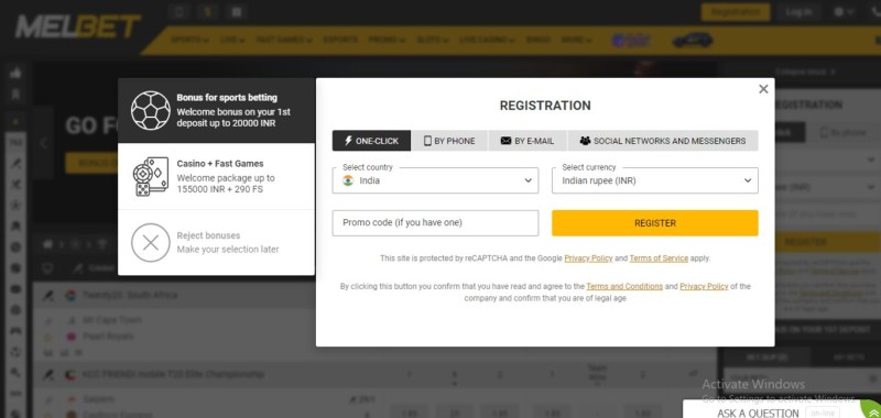 Register Bonuess In Betting Sites In Sports India