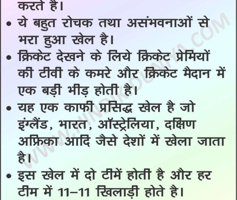 Speech On Cricket