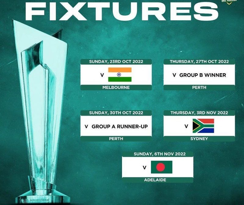World Cup Cricket 2022 Schedule