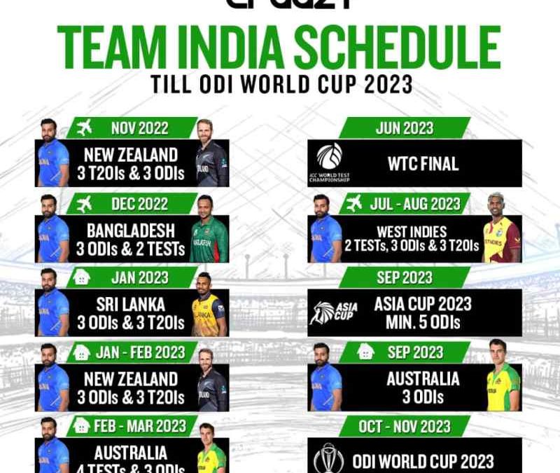 India 2022 Cricket Schedule